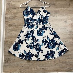 Blue and white dress